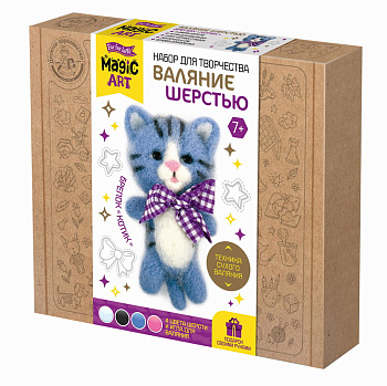 Набор д/творчества Валяние шерстью брелок Котик (4цв) 04704 (Дес.Кор.)