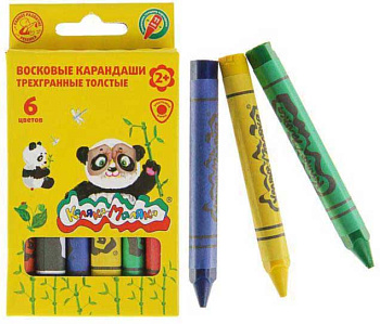 Карандаши восковые  6цв. Каляка-Маляка КВТТКМ06 толст., трехгр. 11мм