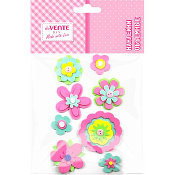 Наклейки объемные deVENTE "Цветы" 8002908 фоамиран,карточка 110*180мм