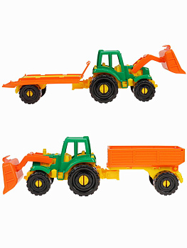 Трактор Иван Бульдозер с бортовым прицепом Фермерский И-2395