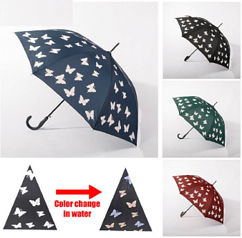 Зонт-трость (бабочки меняют цвет) в пакете 1810/C54289