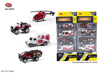 Набор авто 6676 (4шт) спасат.техника в/к (RU)