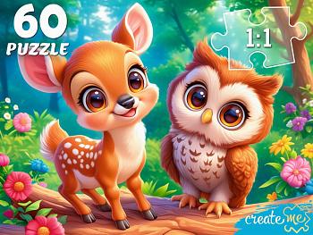 Пазлы (60эл) Оленёнок и сова П60-5991 