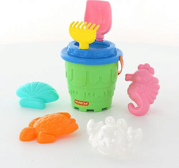 Набор №532 (ведро-замок бол.+сит-замок+лоп№5+гр№5+форм 4шт) 51851 (Полесье)