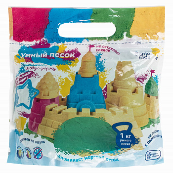 Умный песок (1кг) зеленый + формочка SSR072 (Genio Kids-Art)