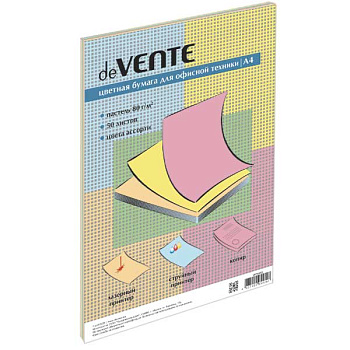 Бумага А4 д/офисной техники deVENTE  50л. 5цв. пастель 2072412, 80г/м2,карт.подл