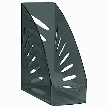 Лоток для бумаг вертикальный СТАММ "Тропик", тонированный черный, ширина 110мм Л