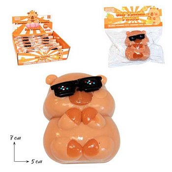 Мялка-липуля Капибарка-модник 7*5см (12шт/288шт) Р2568-9 Ки759