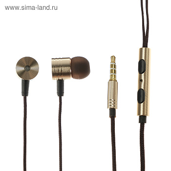 Наушники Luazon LN-8, вакуумные, микрофон, чёрно-золотистые 4311031