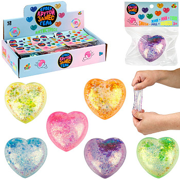 1TOY Крутой замес Супергель сердечко, 6*5.5*3см, в асс., пакет с хед., 12 шт в дб