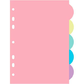 Разделитель листов пластик. А4 deVENTE "Pastel" 3051312 цветовой (5шт.)