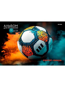 Альбом для рис.12л. Проф-Пресс "Футбольный мяч-21" 12-7990 мел.обл.,бл.-офс.,на скобе,асс.