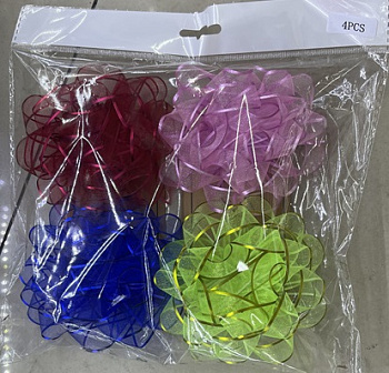 Набор д/упаковки (бантики 10см) в пакете 4шт цвет в ассорт. в/к D36092