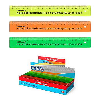 Линейка 20см EK "Neon" 55500 русск.алфавит,3цв.,асс.