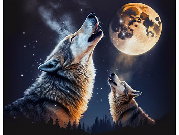 Алмазная мозаика классика (30х40см) с подр,полн.зап. (30цв) Ночной зов НД-0534