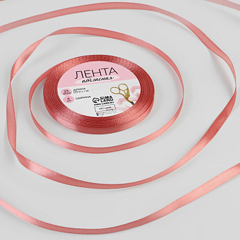 Лента атласная №102 6мм*25±1ярд(23м±1м) розовый антик АУ 5052092