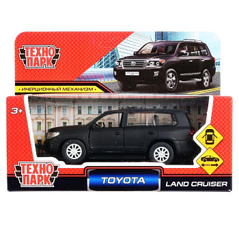 Машина Технопарк металл. Toyota Land Cruiser матовый чёрный (12,5см) инерц,в/к C
