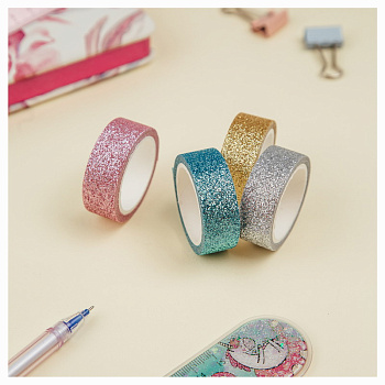 Набор клейких декоративных лент MESHU "Glitter", 4шт MS_52073