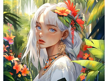 Алмазная мозаика классика (40х50см) c подр.полн.зап. (30цв) Принцесса джунглей НД-0634