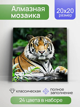 Алмаз. моз. квадратная 20x20 (класс.) с подр., полн.зап. (24цв) Хозяин джунглей (Арт. НД-0947)