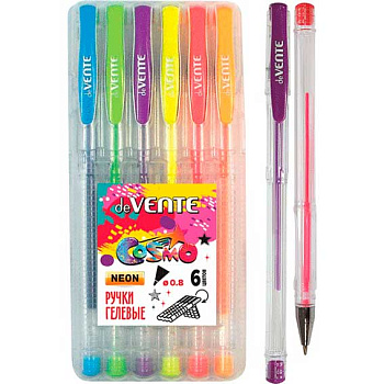 Набор гел. ручек  6цв. deVENTE "Cosmo Fluo" 5051034 флуор.неон.,0,8мм