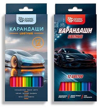 Карандаши 12цв. SchoolФормат "Микс для мальчиков" КЦ12-ММЧ шестигр.,гриф.2,7мм,к/к