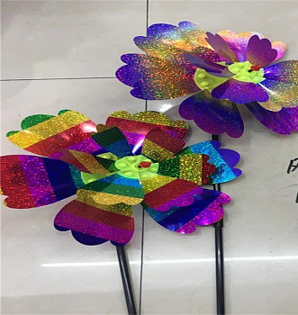 Вертушка цветок двойной гологр.на палочке (50*28см) 2вида D37112