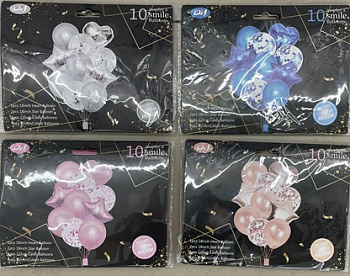 Набор шар воздушный звезды,сердце 12-18" (10шт/уп) 1цвет в пакете Цена за уп.D36