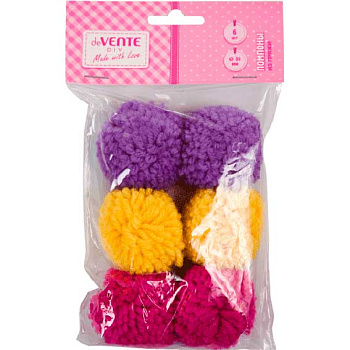 Набор д/творчества deVENTE "Помпоны из пряжи" 8000201 6шт,50мм,2-сирен.,2-жёлт.,
