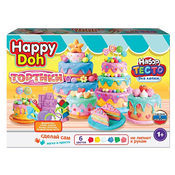Набор для лепки с формочками тортик, 24 см HAPPY DOH в кор.8шт