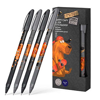 Ручка масл. шар. EK U-109 Stick&Grip Happy Capy 61101 синяя,1,0мм,Ultra Glide Te
