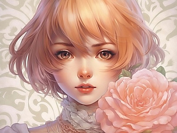 Алмазная мозаика классика (30х40см) с подр,полн.зап. (30цв) Девушка с розой АЛМ-0041