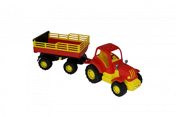 Трактор Силач с прицепом №2 (58х17х18,5см) в/сет 44969 (Полесье)