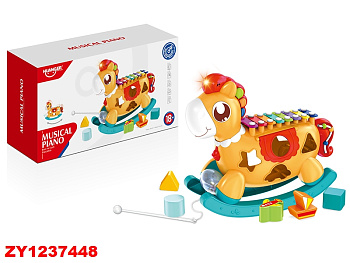 Игрушка для малышей Лошадка логич. с металлофоном HE8039 в/к