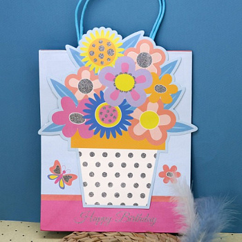 Пакет подарочный Happy B-day flower, pink (21*25,5*10) HB-8614S-04