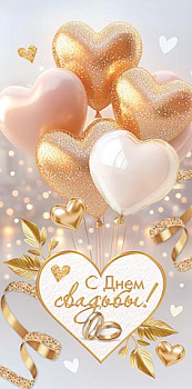 Конверт д/денег С днем свадьбы! (ФС) (золотые блестки) 2-16-3076