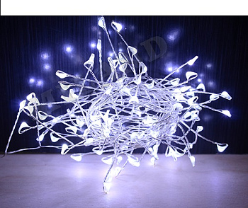 Гирлянда-проволока (2м) 100неоновых  белых,синих ламп на ножке НУ-1012