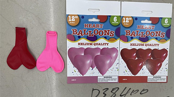 Набор воздуш.сердец 12" (6шт/уп) в пакете 2цв в ассорт. D38400