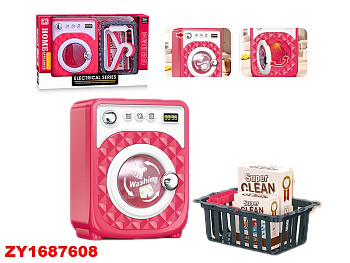 Стиральная машина (игрушка) 6867B на батар. с корзиной д/белья и порошком в/к