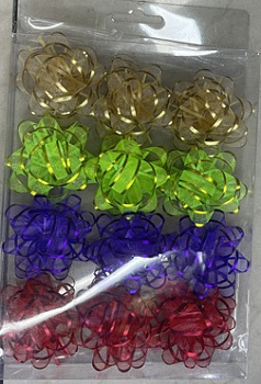 Набор д/упаковки (бантики 5см) в/к 12шт  цвет в ассорт. в/к D36093