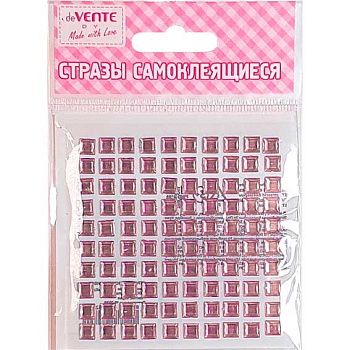 Стразы декор. самокл. deVENTE "Square" 8002187 нежно-розовые,6мм,100шт,карточка
