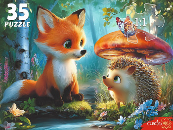 Макси-пазлы (35эл) Лиса и ежик Ф35-3424