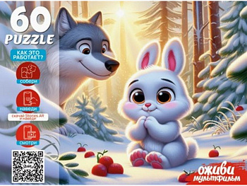 Пазлы (60эл) Зайка беленький (серия Оживи мультфильм) П60-3531