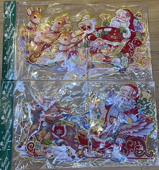 Украшение-картинка ДМ 30*54см на санях в пакете D36035