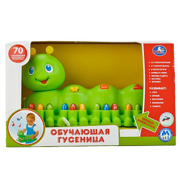 Гусеница развив. (на/бат,свет,звук,алфавит,33стих.,песня) в/к B1001480-R