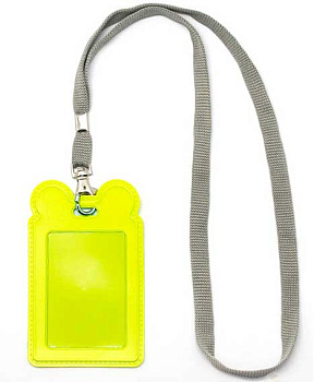 Бейдж школьный ДПС 2978-123 ПВХ,на ленте,с ушками,лайм/серый