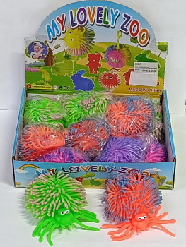 Игрушка-антистресс жамка, тянучка светящийся паук (12шт/уп) в/п Цена за шт D37071