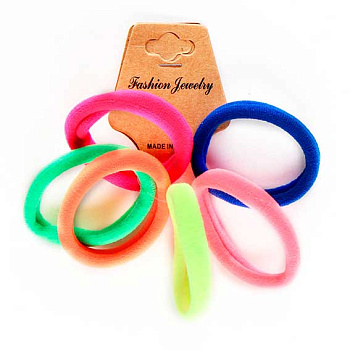 Резинка д/волос КОКОС 209946 (набор 6шт) 4,5см,асс.6цв