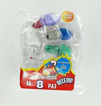 Набор ПВХ A2112 зверюшки (4шт-8вид) выворачив. в пакете