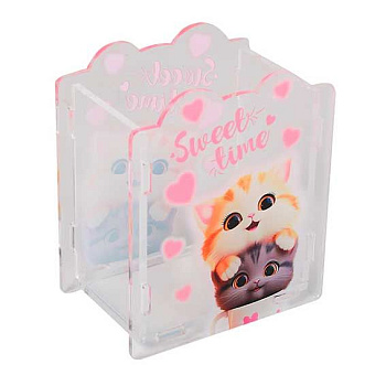 Подставка-стакан д/пиш.принадл. КОКОС "Cute cats" 251890 акрил,80*95мм